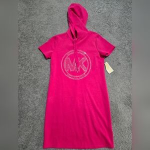 Pink Hooded Dress with MK Logo